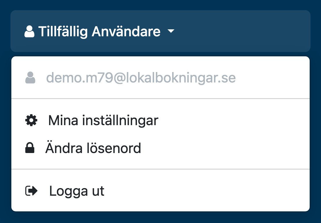 Menyn med alternativet Ändra lösenord