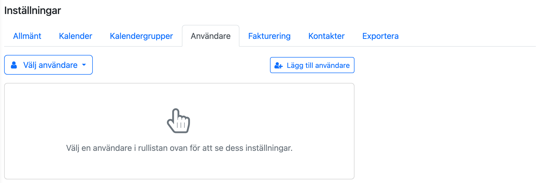 Inställningar med fliken Användare