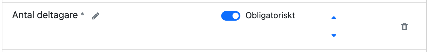 Ett eget fält med pilar för att ändra placering