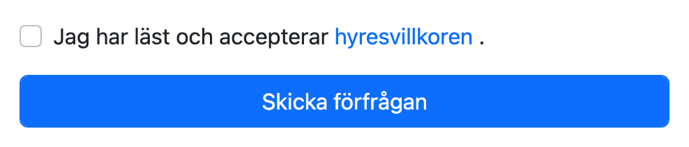 Kryssrutan för att godkänna hyresvillkoren i bokningsformuläret